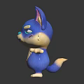 Cute Cartoon Character And Blue Creature With Big Pink Ears Open Arms And Friendly Expression