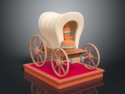 Modern wagon carriage four-wheeled wagon freight wagon station wagon 3d model