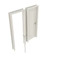 Elegant White Swing Doors With Simple Panel Design And Metal Handles 3d model