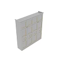 Elegant Modern White Wardrobe Featuring Gold Accents And Circular Door Patterns 3d model
