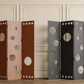 Modern Decorative Room Dividers With Circular Cutouts in Brown Gray Black Tones