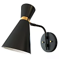 Modern Black Wall Light With Gold Accent Conical Shade And Modern Wall Design