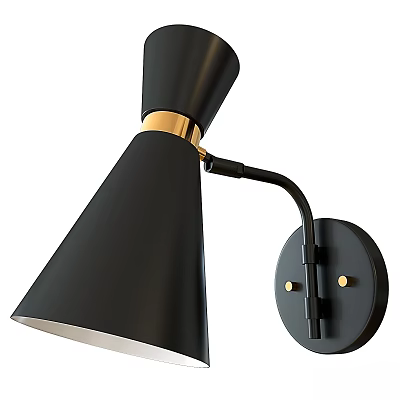 Modern Black Wall Light With Gold Accent Conical Shade And Modern Wall Design 3d model