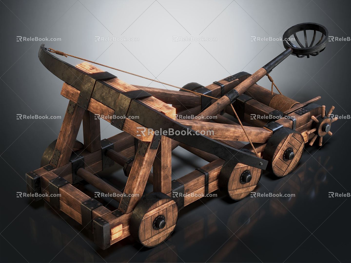 Modern stone-throwing machine slingshot 3d model