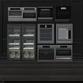 Modern Built In Kitchen Appliances With Glass Door Cabinets And Stainless Steel Design