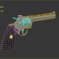 Classic Revolver With Black Grip And Shiny Metal Barrel Features