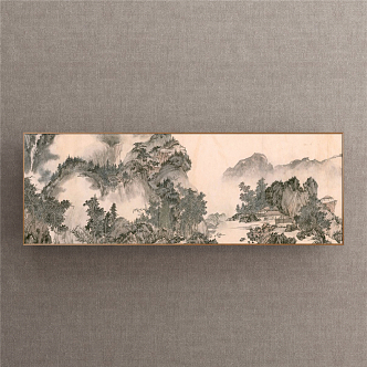 Chinese Landscape Painting Brown Living Room Landscape 3d model