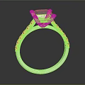 Elegant White Gold Ring Featuring Square Cut Diamond And Side Stones 3d model