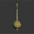 Ancient Golden Decorative Weapon With Intricate Patterns And Spherical Base Design 3d model