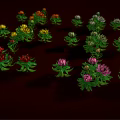 Vibrant Cartoon Scene With Various Colored Flowers White Pink Yellow Red And Green Leaves