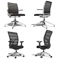 Modern Office Chair Featuring Striped Backrest Metal Frame Adjustable Armrests Swivel Base