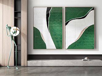 Modern abstract painting green abstract hanging painting 3d model