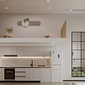 Modern Living and Dining Room Interior With Open Layout White Cabinets Sofa And Plants