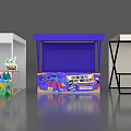 Colorful Market Stalls With Various Roof Designs And Decorative Signs
