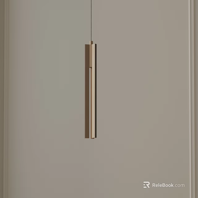 Slim Minimalist Metal Pendant Light Fixture for Contemporary Home Interior Design 3d model 