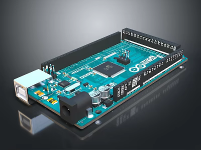 Blue Electronic Development Board With Microchip And USB Interface For Digital Projects 3d model