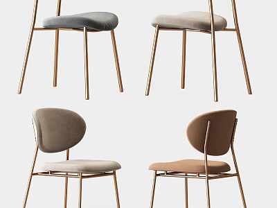 Set of Modern Leisure Chairs With Neutral Upholstery And Sleek Metallic Legs 3d model