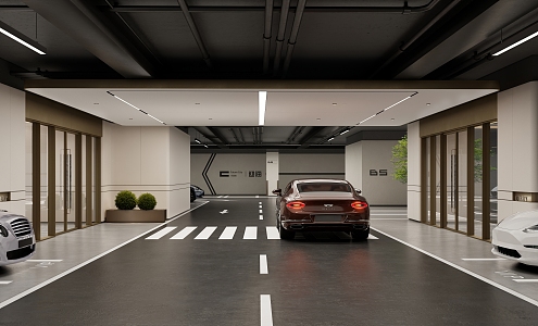 Hotel Underground Parking Garage Underground Lobby Entrance Driveway 3d model