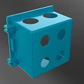 Blue Cube Structure With Multiple Circular Holes And Side Attachments
