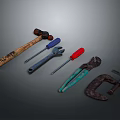 Industrial Equipment Manual Tools Set Including Hammer Wrench Screwdriver Pliers And G Clamp