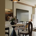 Living And Dining Room Interior With White Sofa Coffee Table Dining Table And Decorative Elements