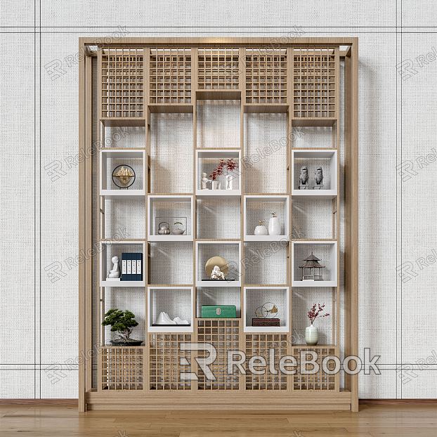 New Chinese Decorative Cabinet Solid Wood Partition Decorative Cabinet model