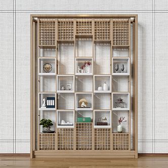 New Chinese Decorative Cabinet Solid Wood Partition Decorative Cabinet 3d model