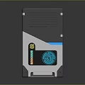 Modern Tech Control Panel With Gray Case Display Blue Circular Icon And Colorful Indicator Bar