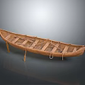 Traditional Wooden Canoe As Classic Water Transportation With Paddle And Frame