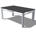 Elegant Dining Table Featuring Black Tabletop And White Carved Table Legs