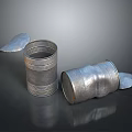 Open Aluminum Cans With Pull Tabs Standing And Fallen On Dark Surface