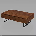 Modern Wooden Coffee Table With Wood Grain Surface And Black Metal Legs