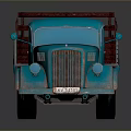 Vintage Blue Classic Truck With Red Wooden Cargo Bed And Retro Details