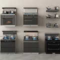 Modern Kitchen Appliances Collection Featuring Oven Stove Cooktop Range Hood And Pots