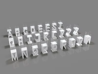 Transparent Acrylic Letter Shaped Display Shelves for Retail Store Decoration 3d model