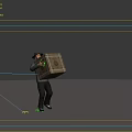 Moving goods Republic of China men's characters labor box action binding animation 1000 frame animation 3d model