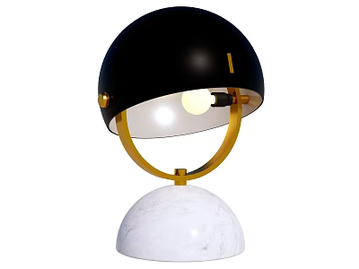 Modern Table Lamp With Black Shade Golden Stand And White Marble Base 3d model
