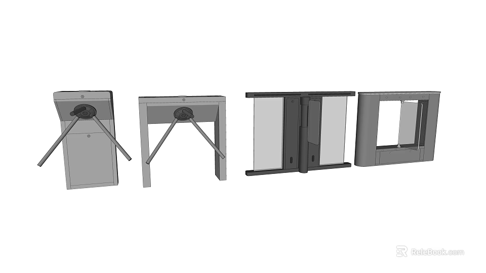 Public Facility Access Control Equipment Including Tripod Turnstile And Sliding Gate Turnstile 3d model 