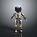 3D Humanoid Robot With Silver Gray Body Orange Accents And Mechanical Structure 3d model