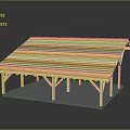 Simple Wooden Pavilion Structure With Sloped Roof And Transparent Base Design