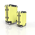 Two Piece Yellow Hardshell Suitcases With Large Small Sizes Black Trim And Wheels