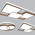 Modern Minimalist Ceiling Light With Square Round Design White Panel And Brown Frame 3d model
