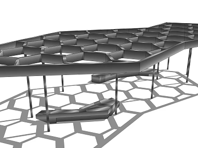 Modern Pergola Design With Hexagonal Lattice Structure Supporting Columns And Shadow Patterns 3d model