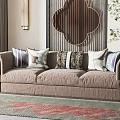 New Chinese-style three-person sofa 3d model
