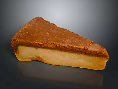 Delicious Layered Cake Slice With Brown Top And Creamy Light Bottom 3d model