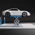 Heavy Duty Blue Industrial Vehicle Lift Platform Lifting White Porsche Car