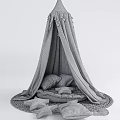 Cozy Canopy Tent with Light Purple Drape Golden Stars and Soft Cushions