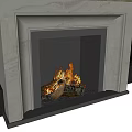 Modern Marble Fireplace With Burning Flames And Wood Logs Inside Design