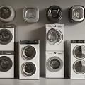 Different Modern Washing Machines With Front Load Design And Stackable Models For Home Appliances 3d model