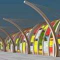 Elegant Modern Pergola With Colorful Stained Glass And Curved Arched Design